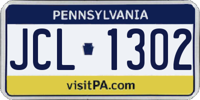 PA license plate JCL1302