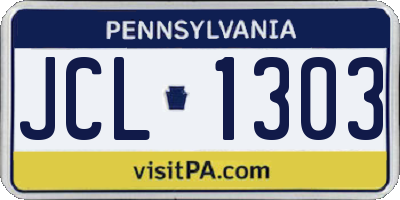 PA license plate JCL1303