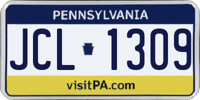 PA license plate JCL1309