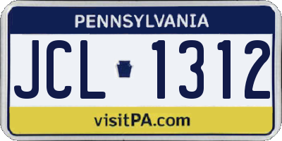PA license plate JCL1312