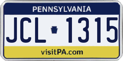 PA license plate JCL1315