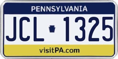 PA license plate JCL1325