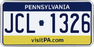 PA license plate JCL1326