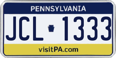 PA license plate JCL1333