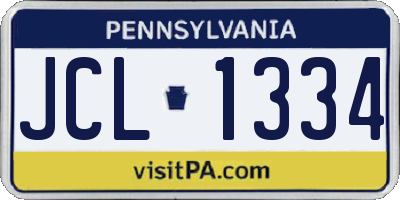PA license plate JCL1334