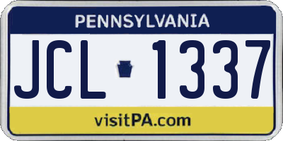 PA license plate JCL1337