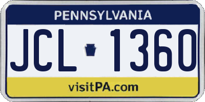 PA license plate JCL1360