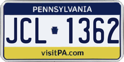 PA license plate JCL1362