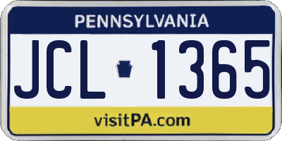 PA license plate JCL1365