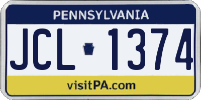 PA license plate JCL1374