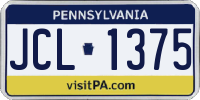 PA license plate JCL1375