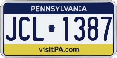 PA license plate JCL1387