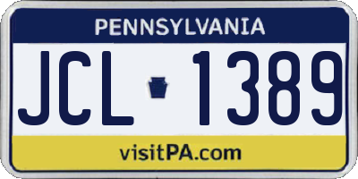 PA license plate JCL1389