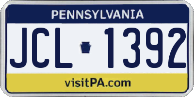 PA license plate JCL1392