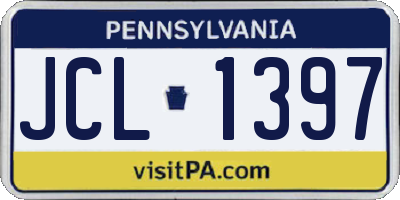PA license plate JCL1397
