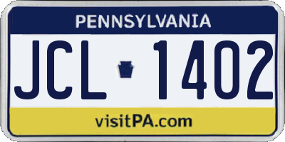 PA license plate JCL1402