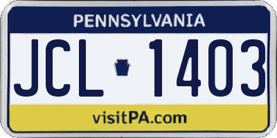 PA license plate JCL1403
