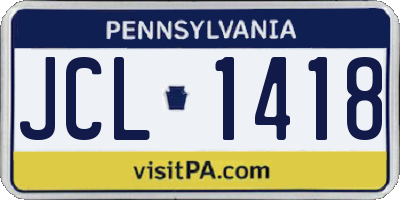 PA license plate JCL1418