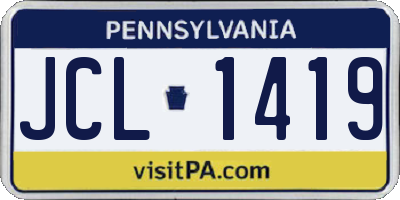 PA license plate JCL1419