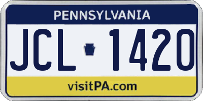PA license plate JCL1420