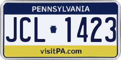 PA license plate JCL1423