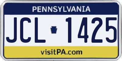 PA license plate JCL1425