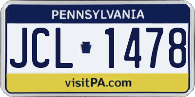 PA license plate JCL1478