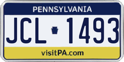 PA license plate JCL1493