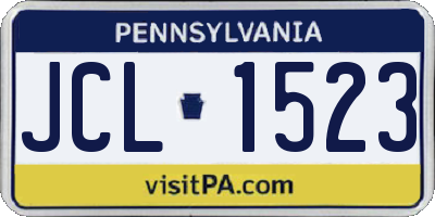 PA license plate JCL1523
