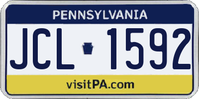 PA license plate JCL1592