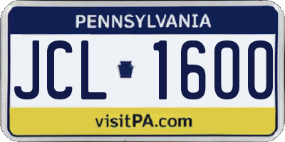 PA license plate JCL1600