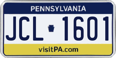 PA license plate JCL1601