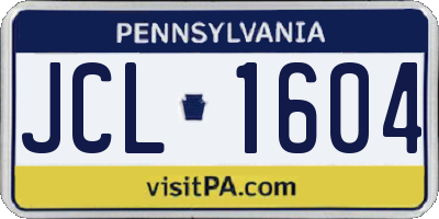 PA license plate JCL1604
