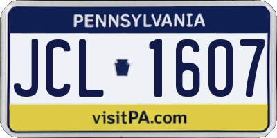 PA license plate JCL1607