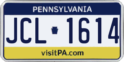 PA license plate JCL1614