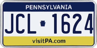 PA license plate JCL1624