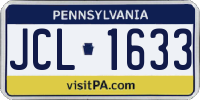 PA license plate JCL1633