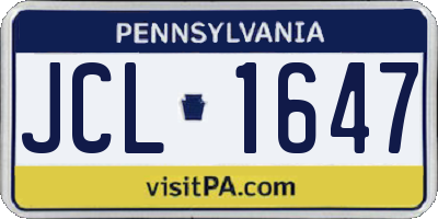 PA license plate JCL1647