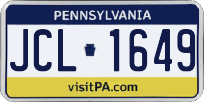 PA license plate JCL1649