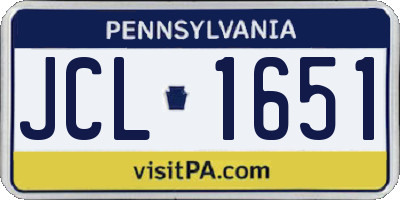 PA license plate JCL1651