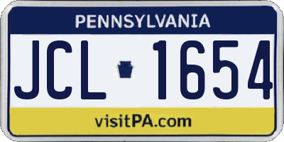 PA license plate JCL1654