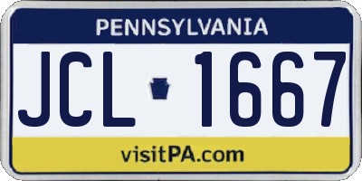 PA license plate JCL1667