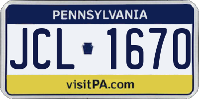 PA license plate JCL1670