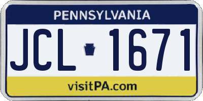 PA license plate JCL1671
