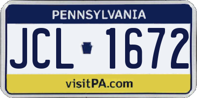 PA license plate JCL1672