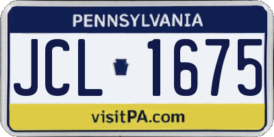 PA license plate JCL1675