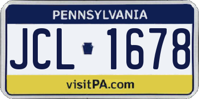 PA license plate JCL1678
