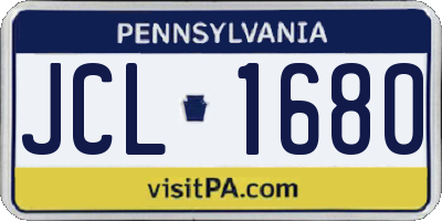 PA license plate JCL1680