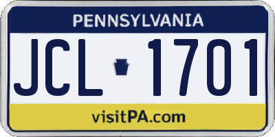 PA license plate JCL1701