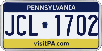 PA license plate JCL1702